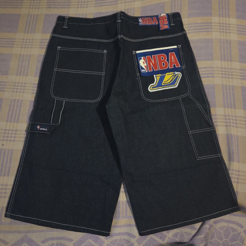 NWT NBA Los Angeles Lakers Kobe Bryant Denim Shorts 40 Cotton Majestic Jeans Y2k